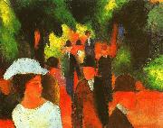 August Macke Promenade with Half Length of Girl in White painting